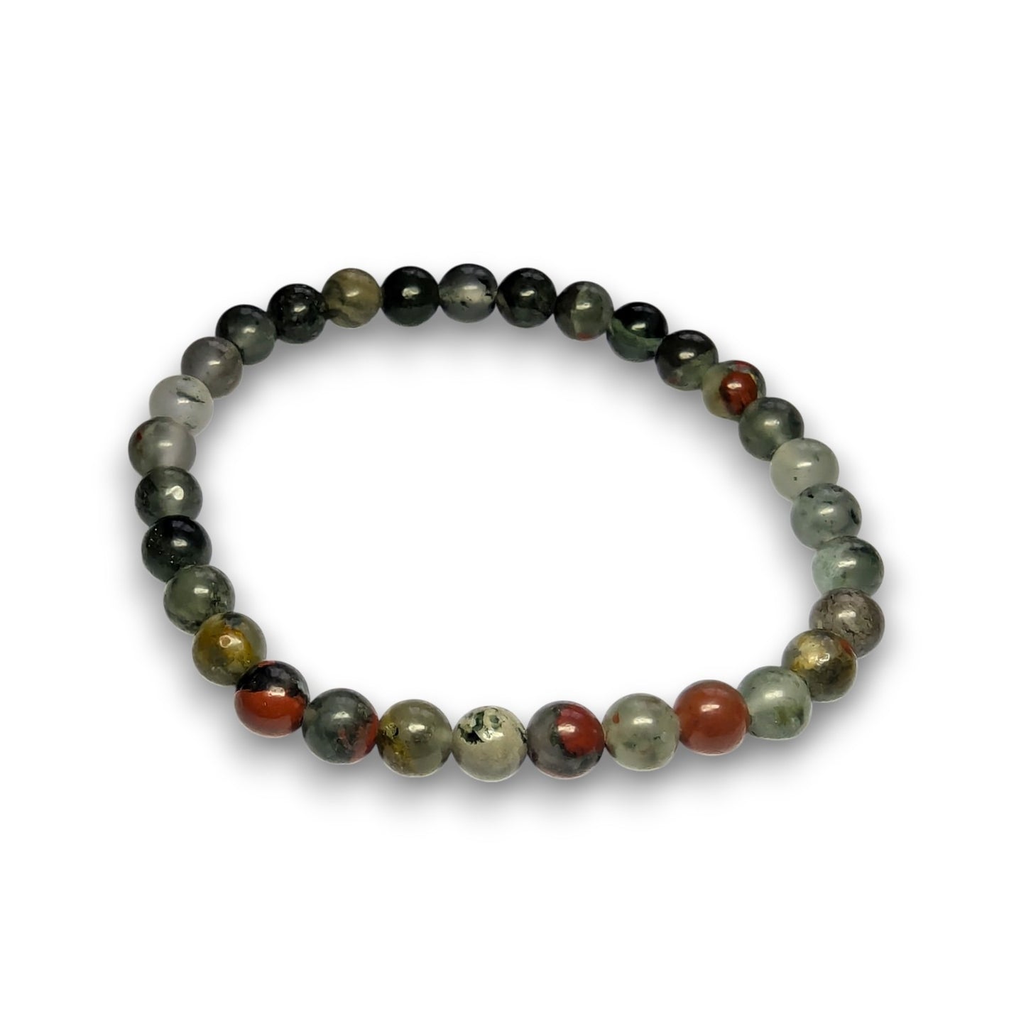 Bloodstone 6mm bead bracelet, Medium 18.5cm