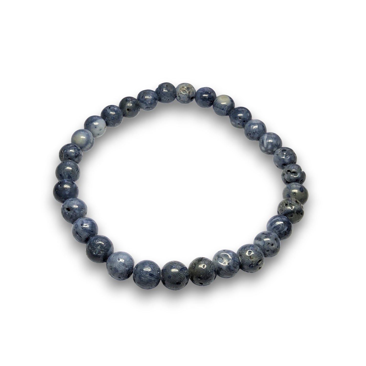 Blue Coral 6mm bead bracelet, Medium 18.5cm