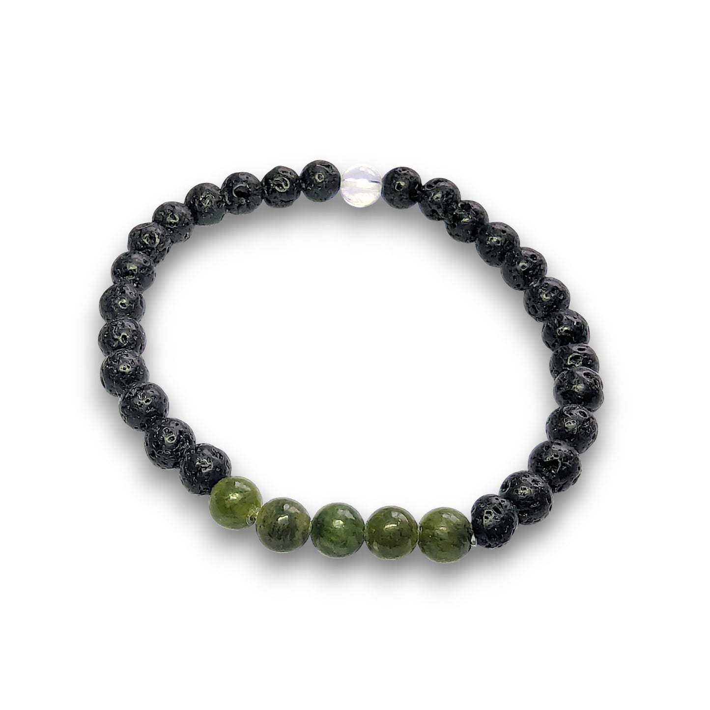 Serpentine Jade crystal infusion bracelet, 6mm beads, Medium 18.5cm