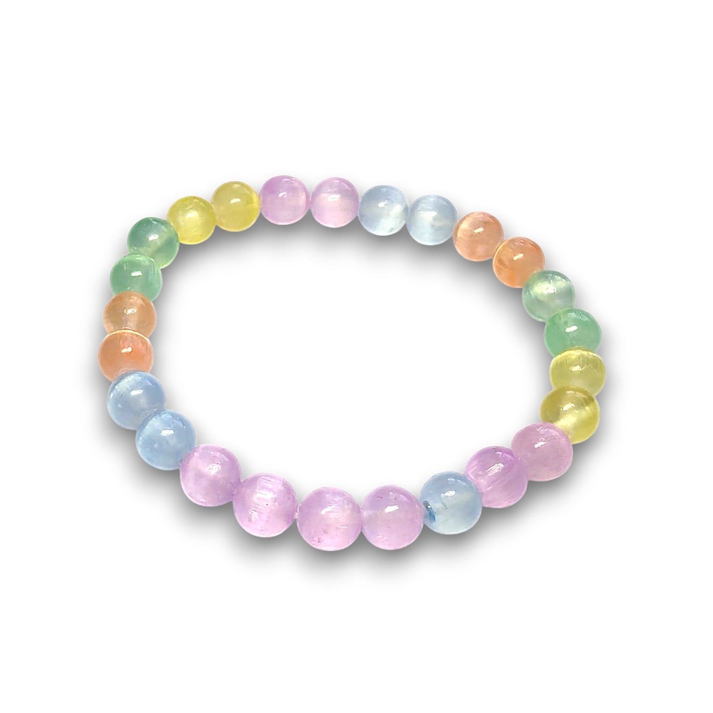 Coloured Selenite 6mm bead bracelet, Small 15cm