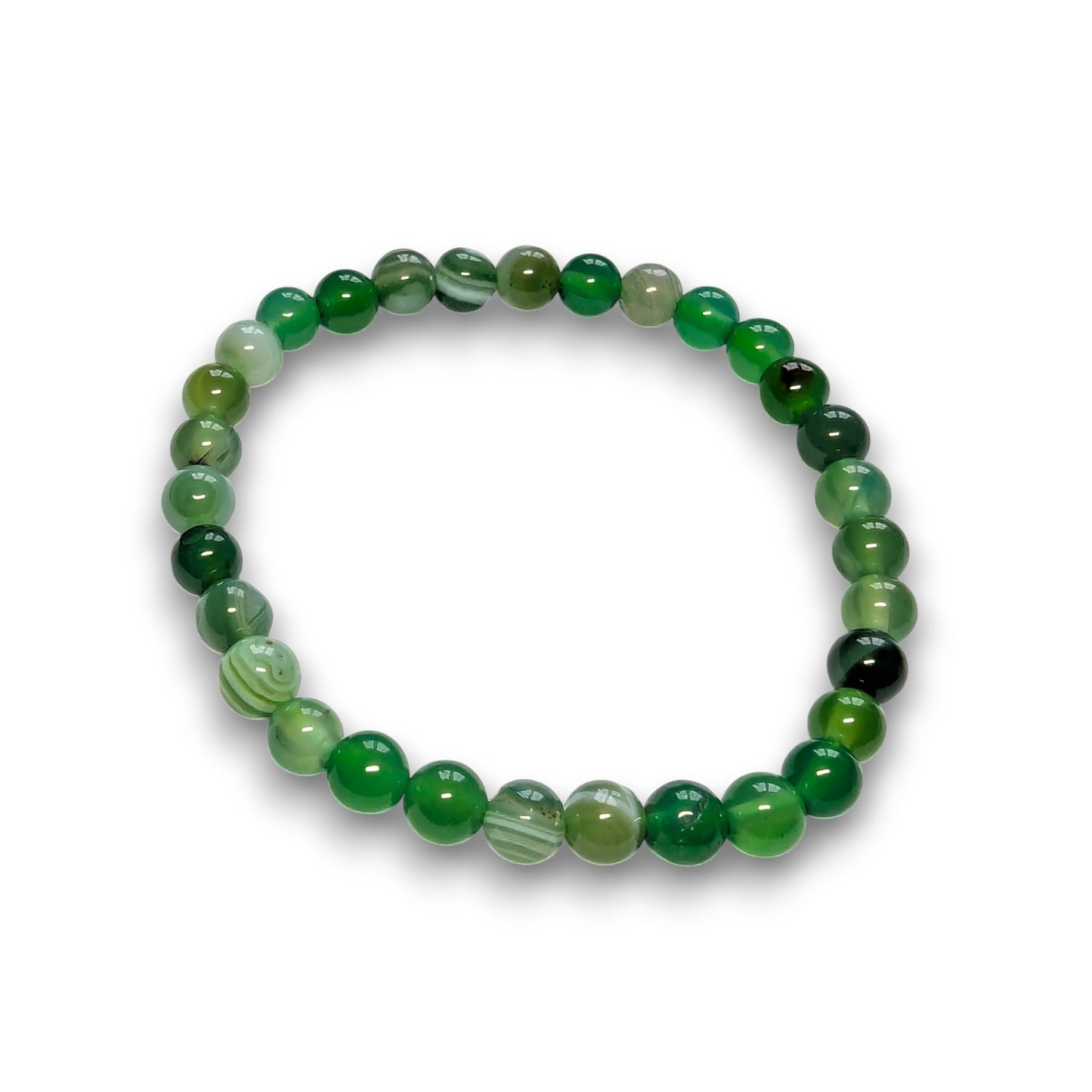 Green Agate 6mm bead bracelet, Medium 18.5cm