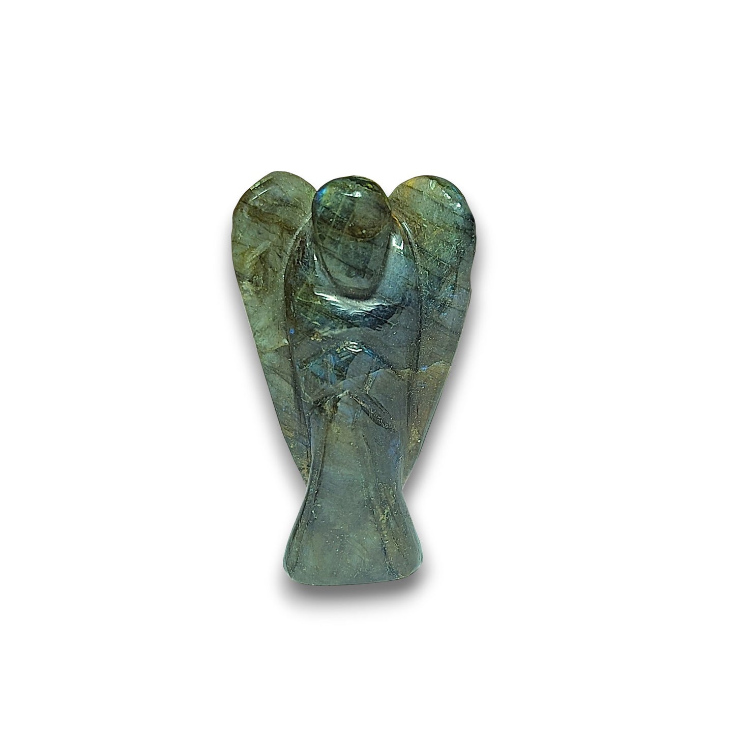 Medium Labradorite Angel Carving. Medium 50mm tall hand carved Angel.