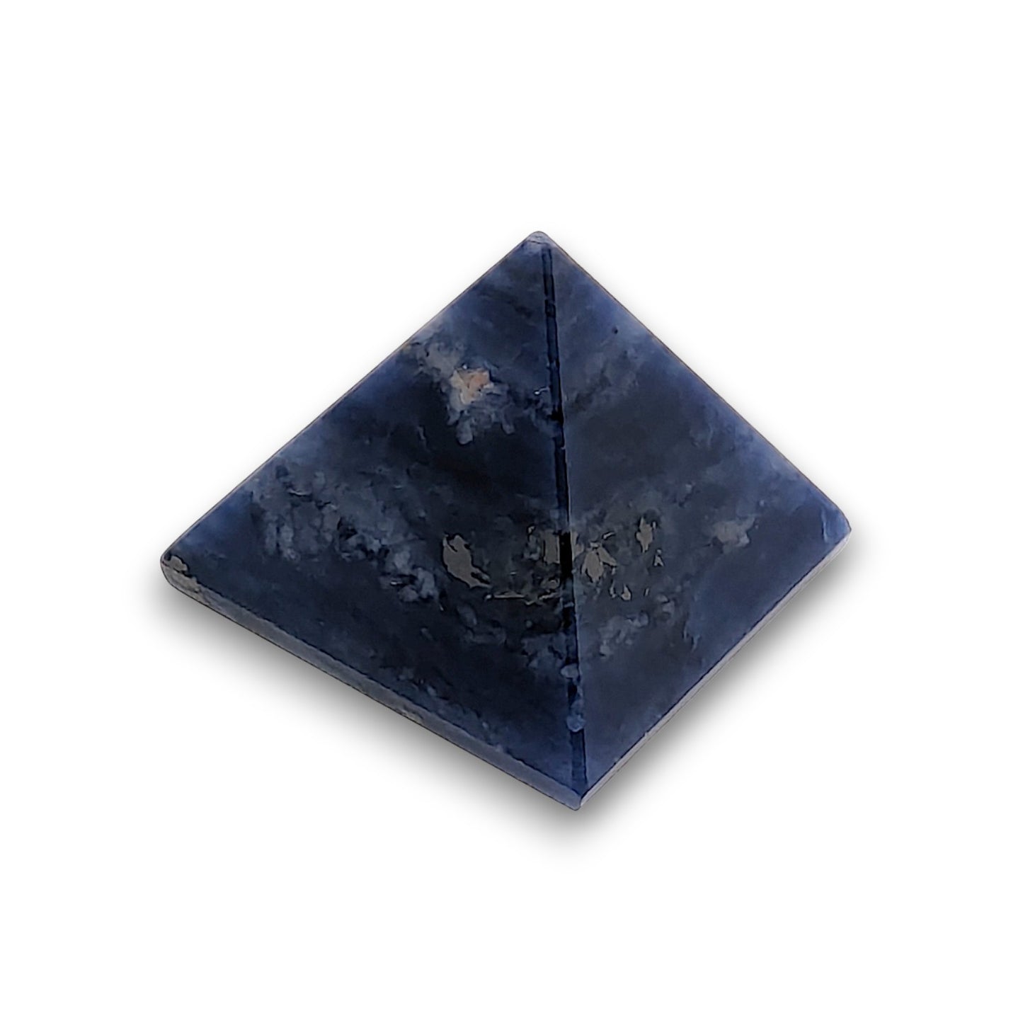 Small Sodalite Pyramid. Our small pyramids approximately have a 35mm x 35mm base and an overall height of 30mm.