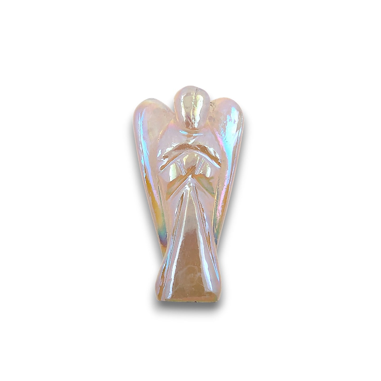 Medium Rose Aura Angel Carving. Medium Rose Aura hand carved Angel standing approx 50mm tall.