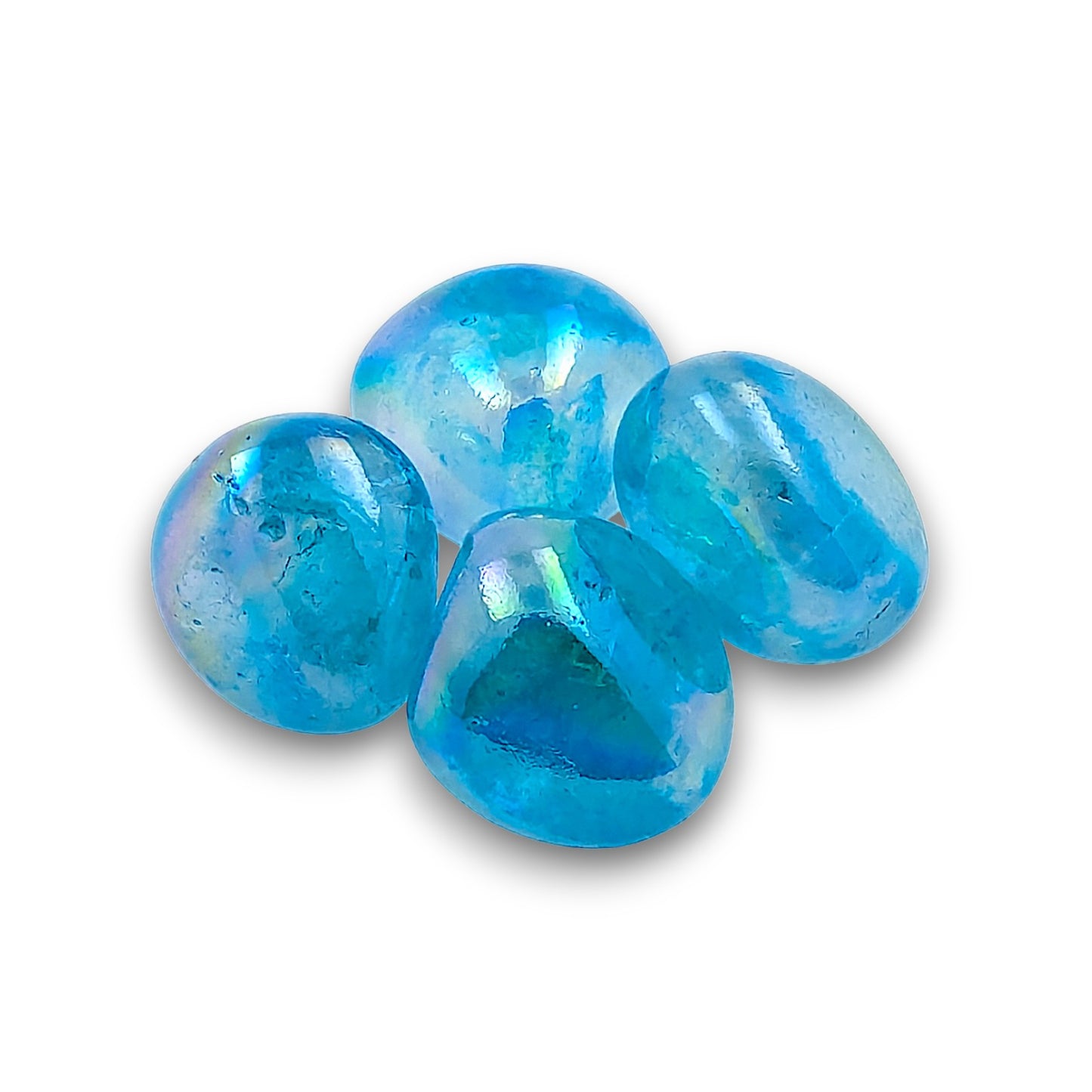 Aqua Aura Tumblestones - 100g bag (Approx 10 - 15 pieces). Aqua Aura tumblestones supplied in 100g bags, typically.