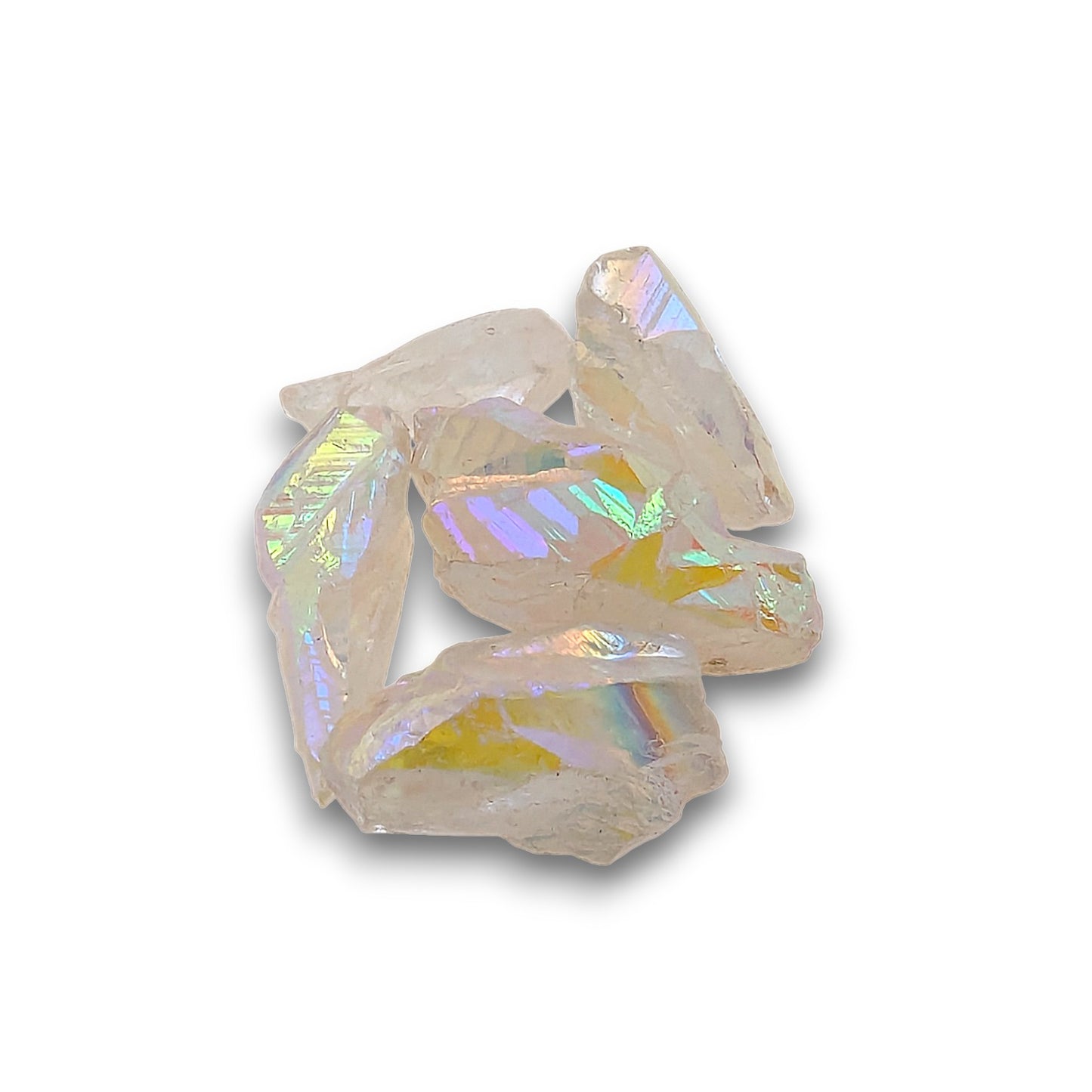 Angel Aura Crystals - 100g bag. Angel Aura Crystals supplied in 100g bags, typically containing approximately 20-25 pieces.