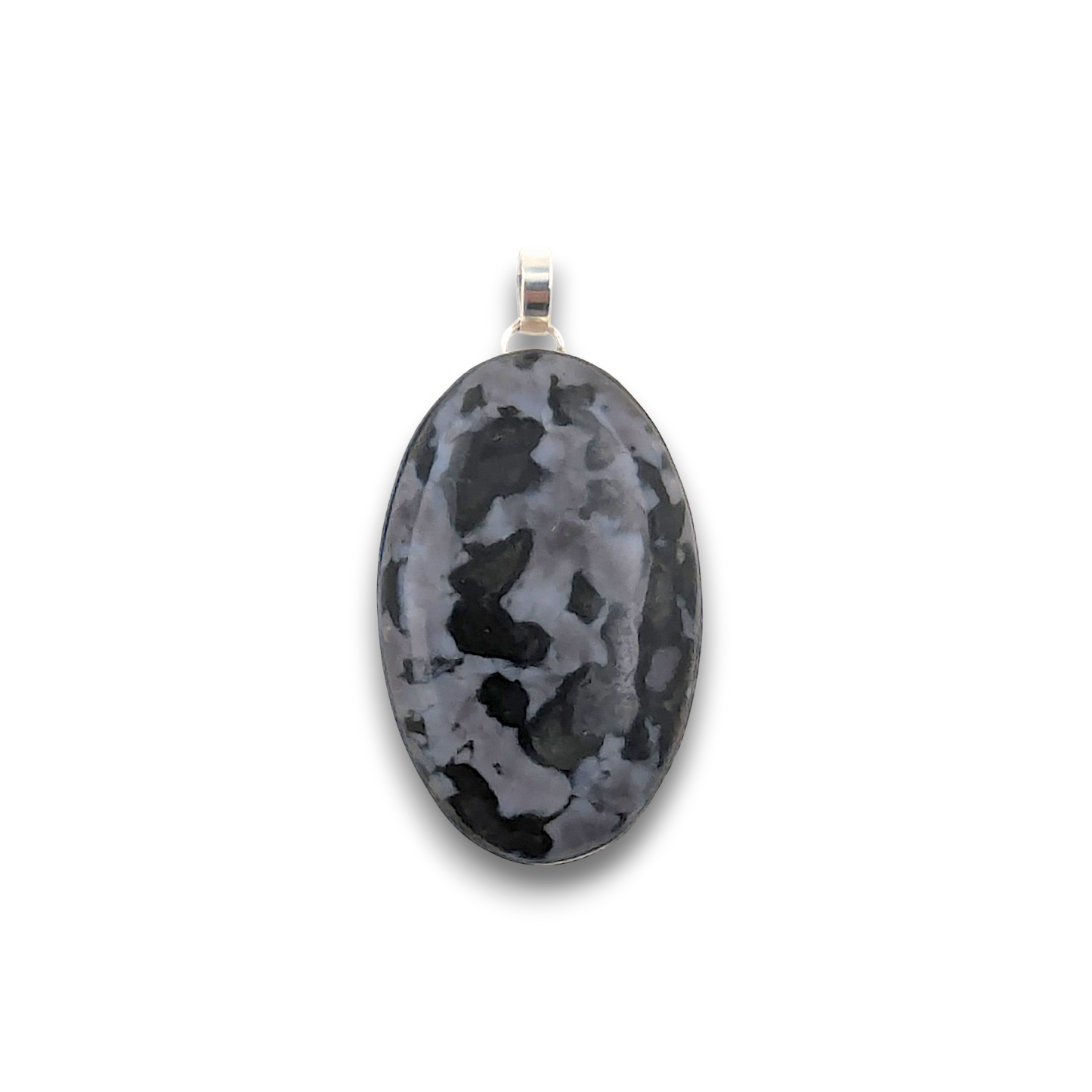 Indigo Gabbro (Mystic Merlinite) Sterling Silver Pendant. 925 sterling silver pendant, approximately 45mm × 28mm.