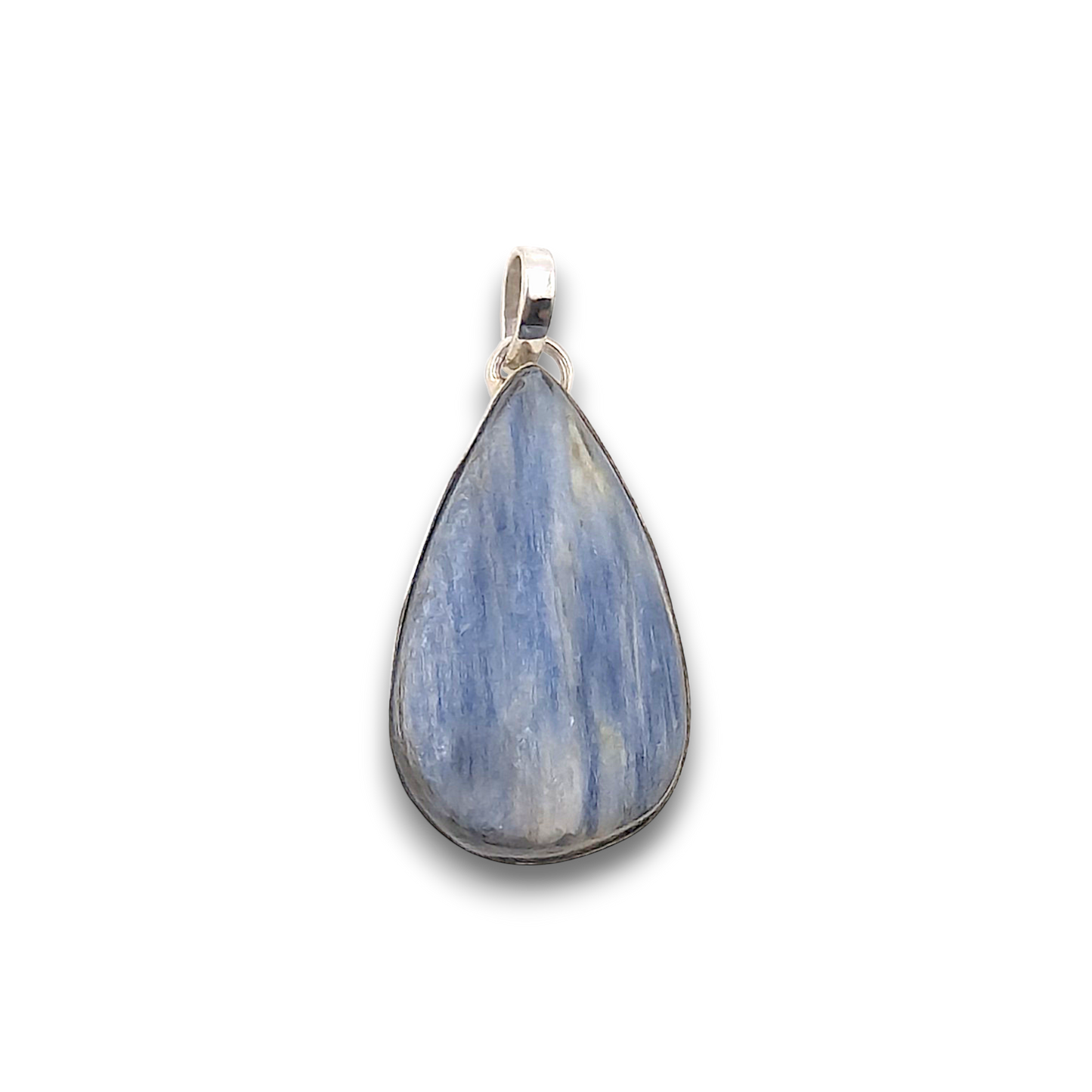 Blue Kyanite Sterling Silver Pendant. 925 sterling silver pendant, approximately 33mm × 20mm.