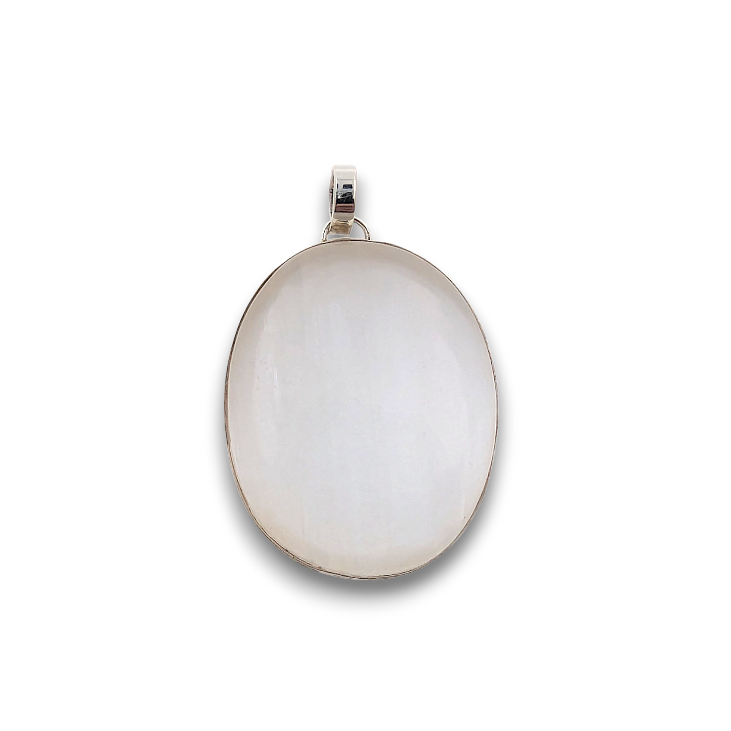 Selenite Sterling Silver Pendant. 925 sterling silver pendant, approximately 39mm × 31mm.