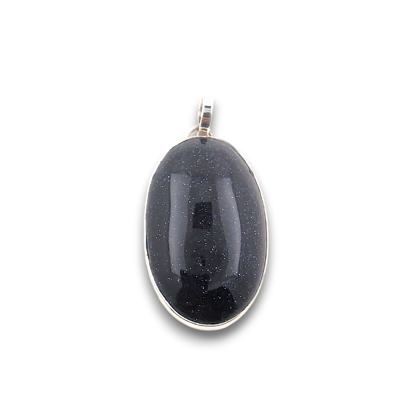 Blue Goldstone Sterling Silver Pendant. 925 sterling silver pendant, approximately 35mm × 23mm.