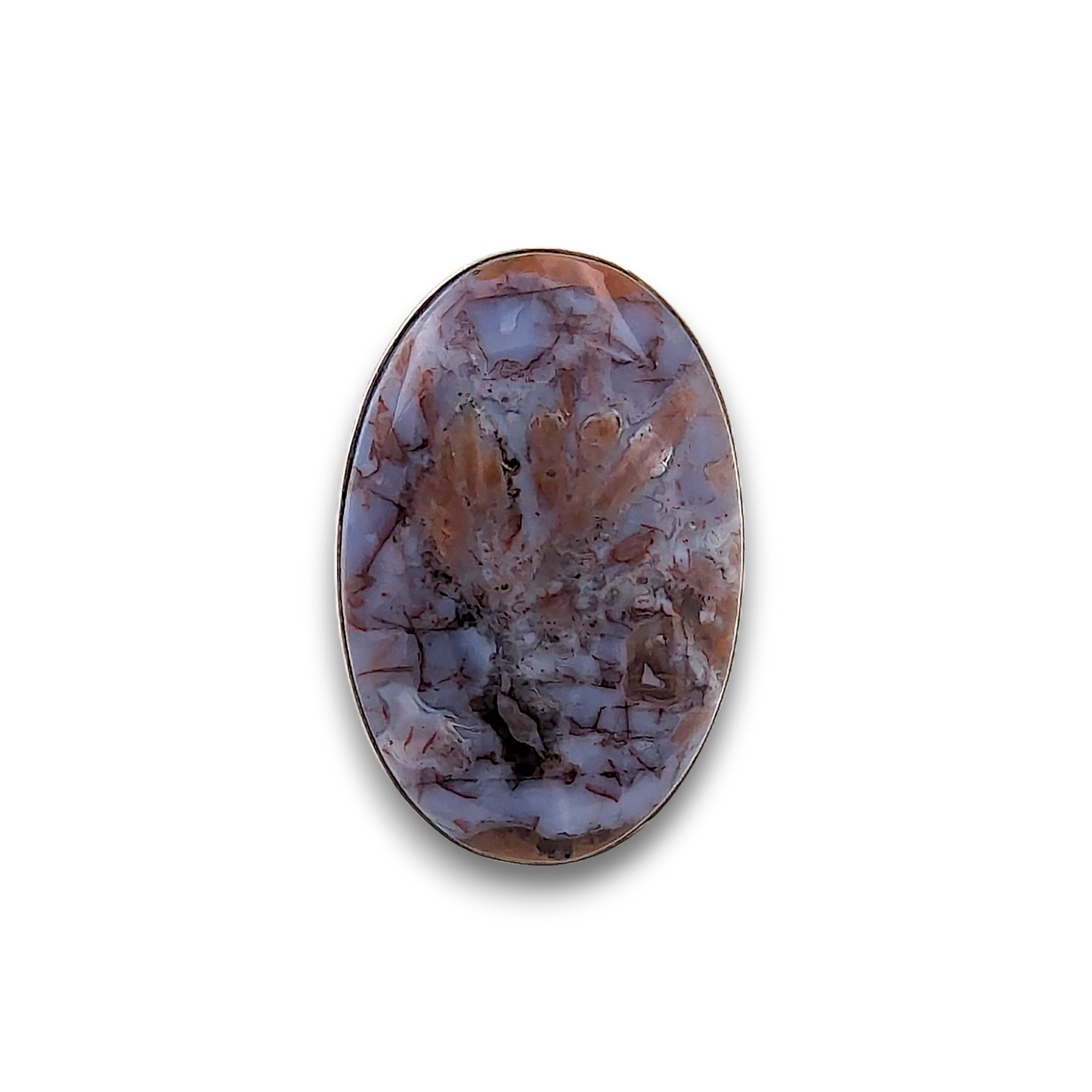 Cherry Blossom Agate Sterling Silver Ring. 925 sterling silver ring, approximately 38mm x 25mm.