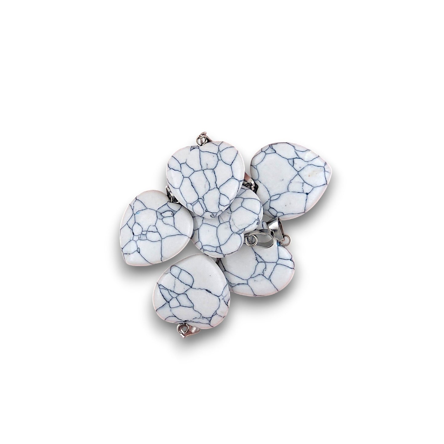 Small Howlite Heart Pendants - Pack of 6