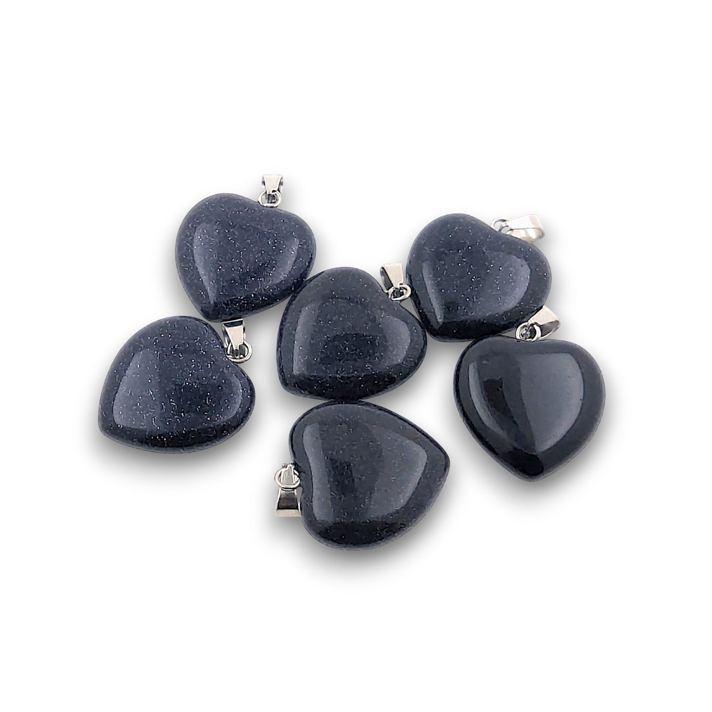 Small Blue Goldstone Heart Pendants - Pack of 6