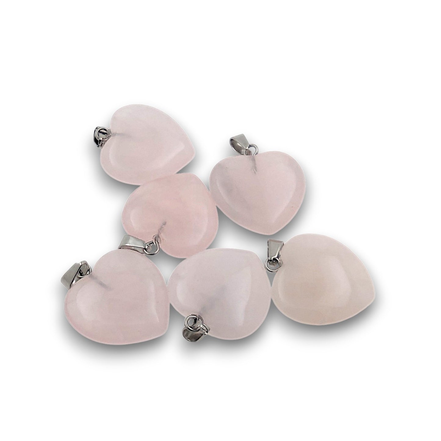 Small Rose Quartz Heart Pendants - Pack of 6