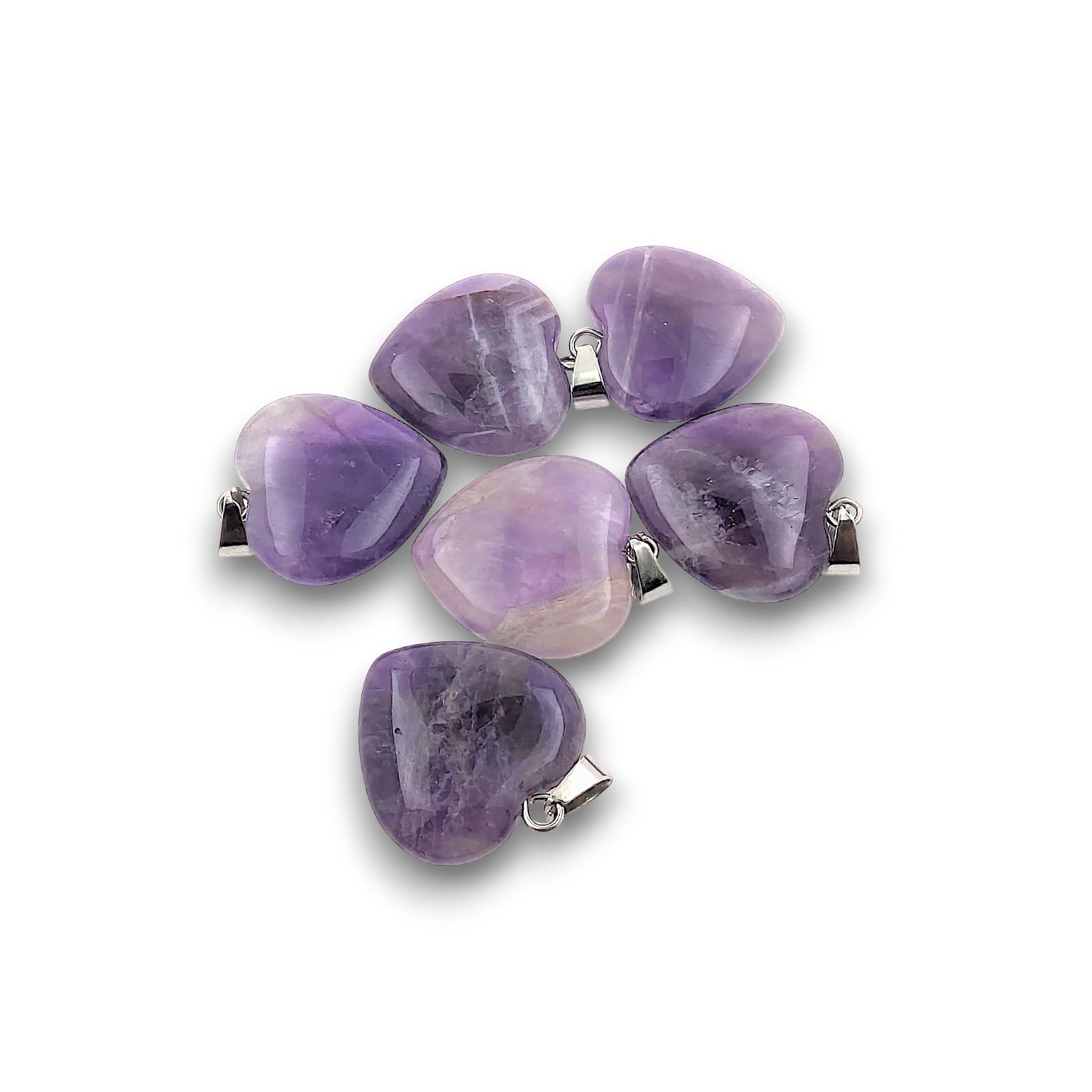 Small Amethyst Heart Pendants - Pack of 6