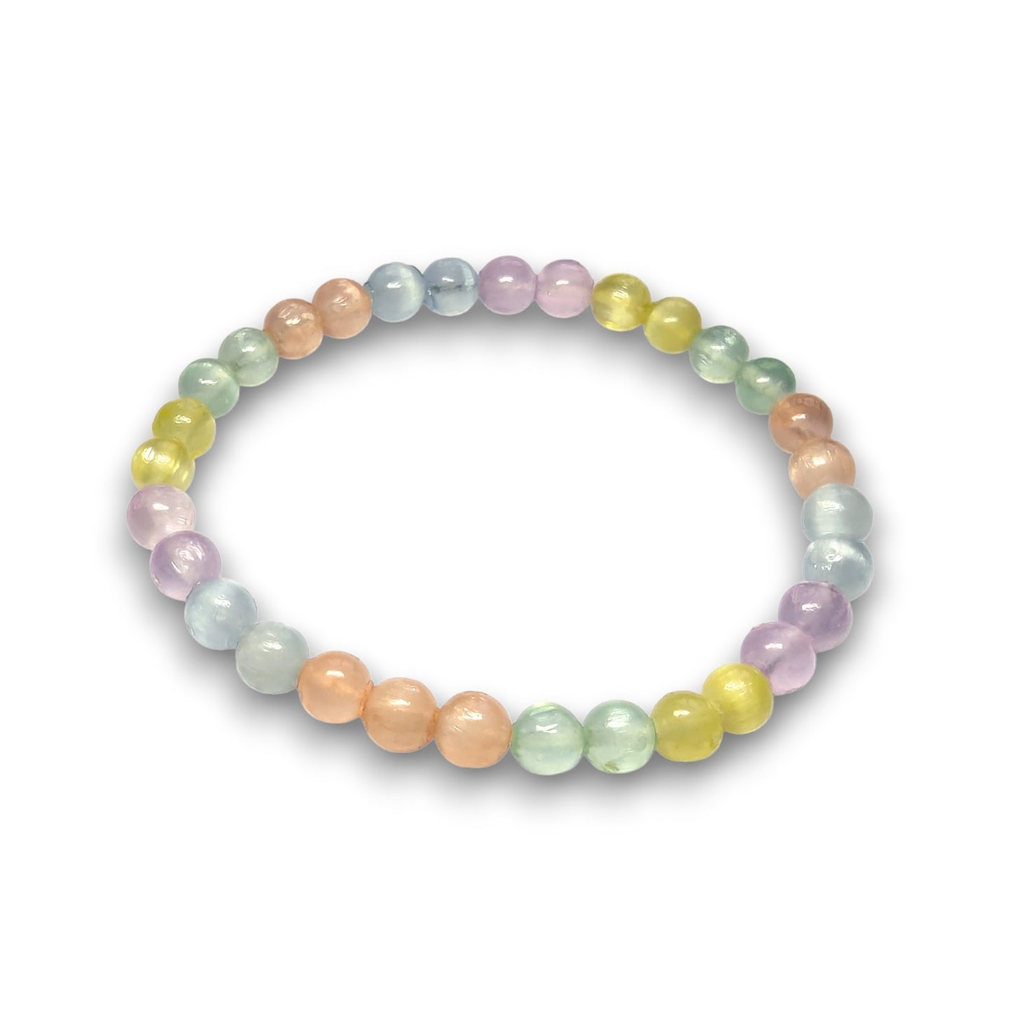 Coloured Selenite 6mm bead bracelet, Medium 18.5cm