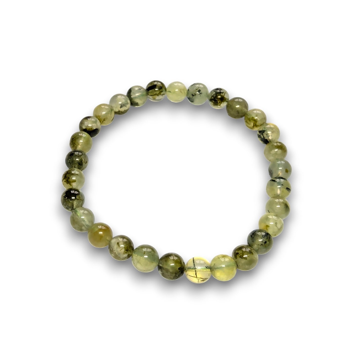 Prehnite 6mm bead bracelet, Medium 18.5cm
