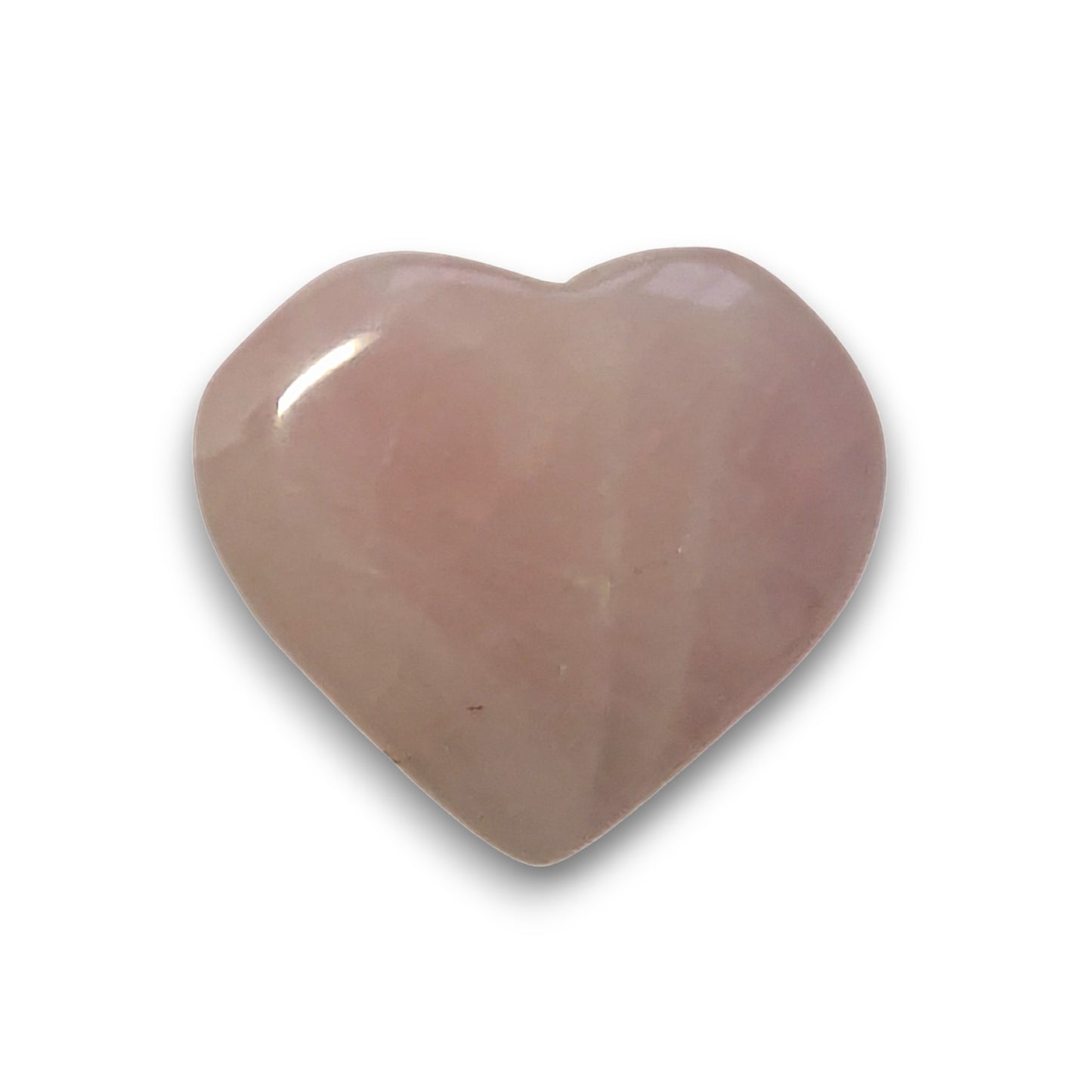 Medium Rose Quartz Heart Carving. Approximately 30mm tall, 32mm wide and 6mm deep.