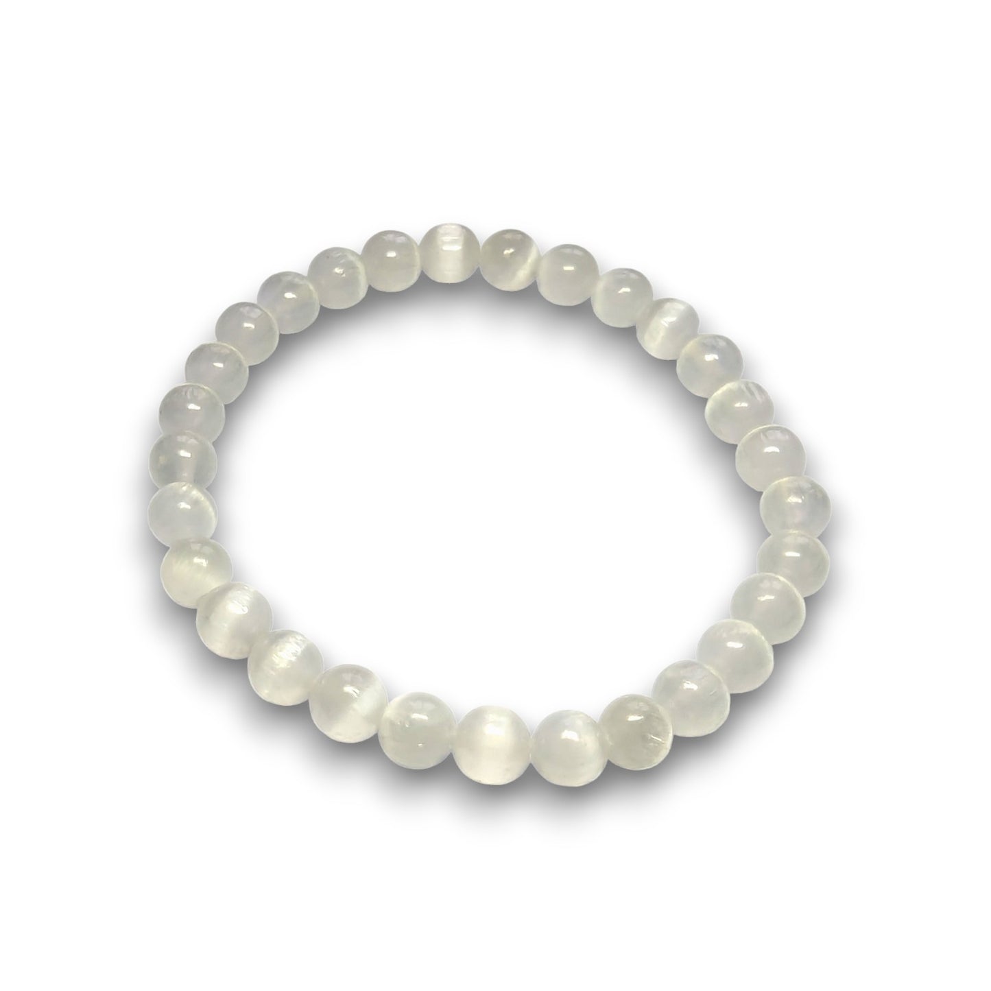 Selenite Grade 3 6mm bead bracelet, Medium 18.5cm