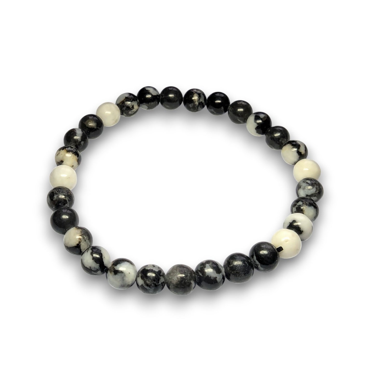 Zebra Jasper 6mm bead bracelet, Medium 18.5cm