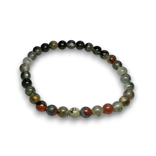 Bloodstone 6mm bead bracelet, Medium 18.5cm