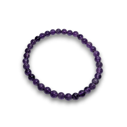 Amethyst 6mm bead bracelet, Large 20.5cm