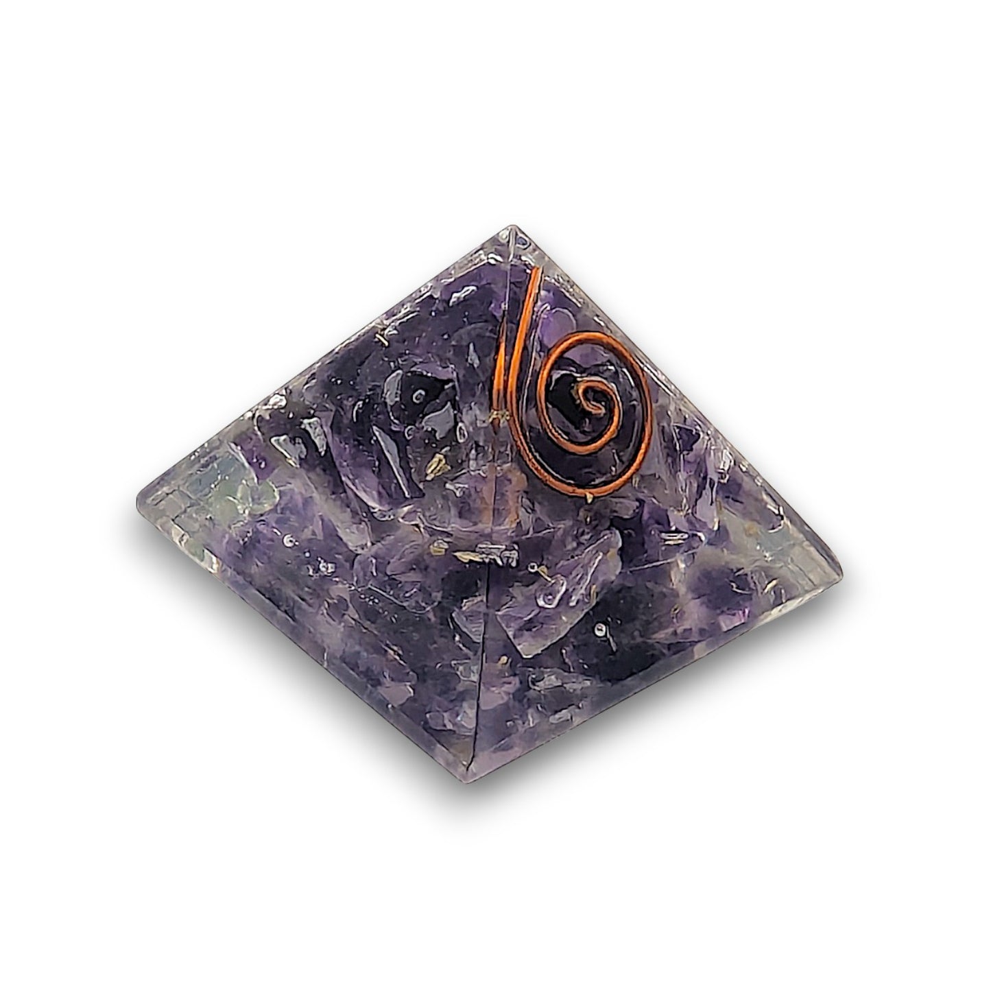 Small Amethyst Orgonite Pyramid. Small Orgonite Pyramid measuring approx 33mm x 33mm at the base and 30mm from the base to.