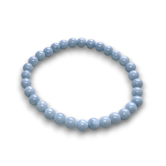 Angelite 6mm bead bracelet, Medium 18.5cm