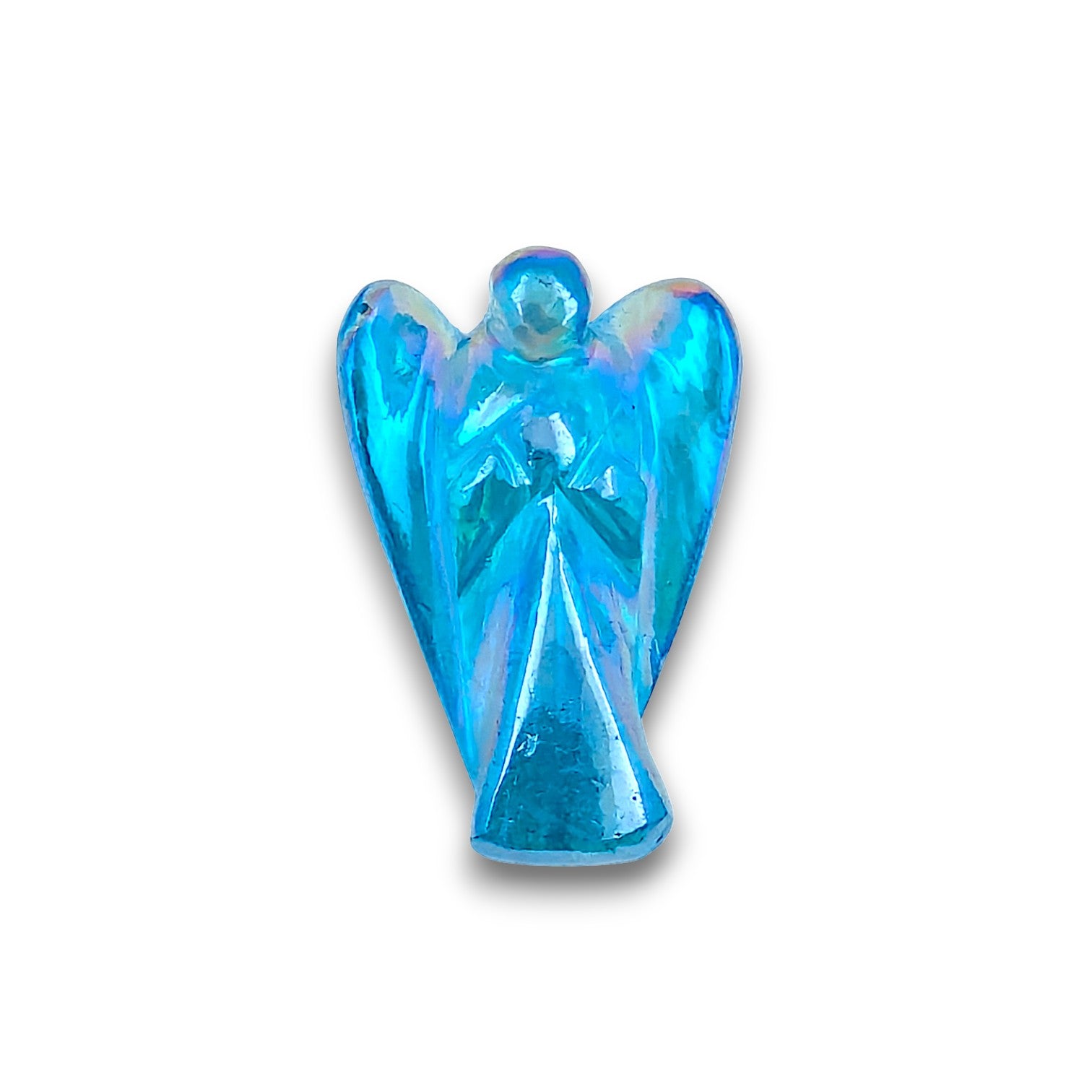 Small Aqua Aura Angel Carving. Small Rose Aura hand carved angel approximately 25mm in height.