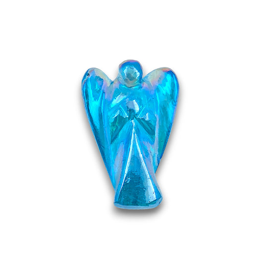 Small Aqua Aura Angel Carving. Small Rose Aura hand carved angel approximately 25mm in height.