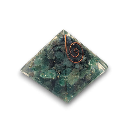 Small Green Aventurine Orgonite Pyramid. Small Orgonite Pyramid measuring approx 33mm x 33mm at the base and 30mm from the.
