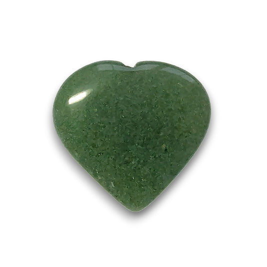 Medium Aventurine Heart Carving. Approximately 30mm tall, 32mm wide and 6mm deep.