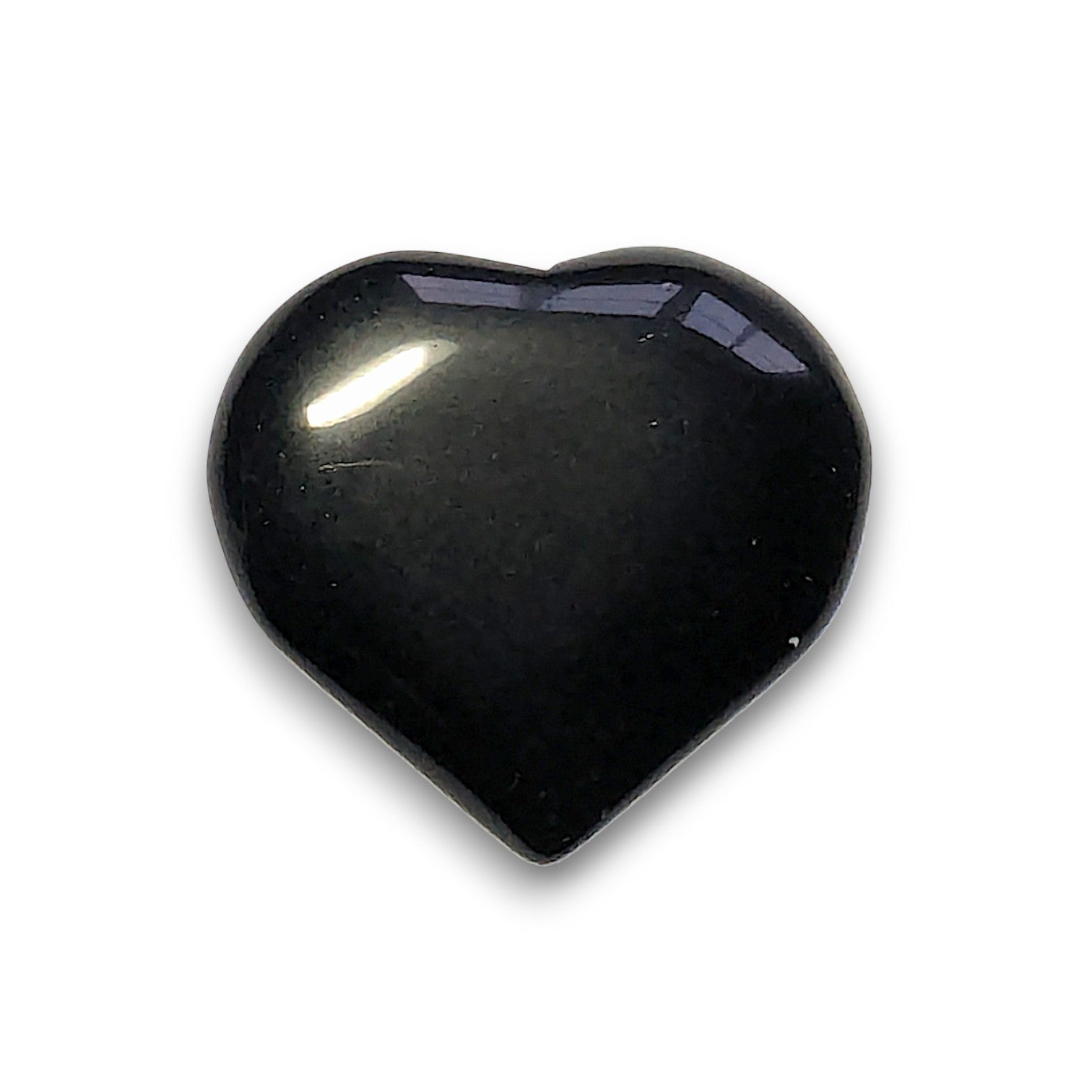 Medium Black Obsidian Heart Carving. Approximately 30mm tall, 32mm wide and 6mm deep.
