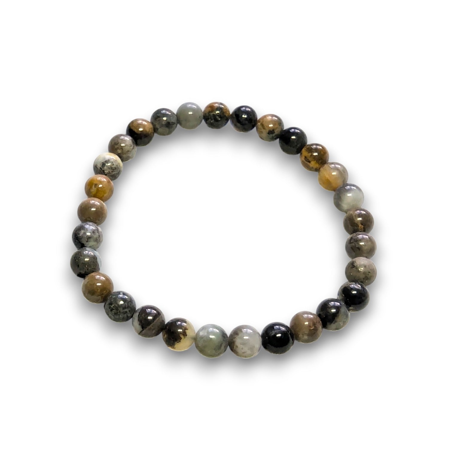 Black Ocean Jasper 6mm bead bracelet, Medium 18.5cm