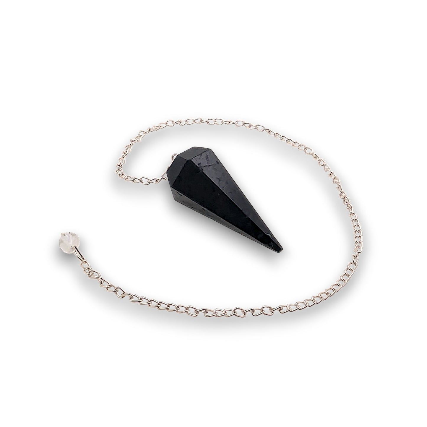 Black Tourmaline Pendulum. Gemstone pendulum supplied with a drawstring pendulum pouch.