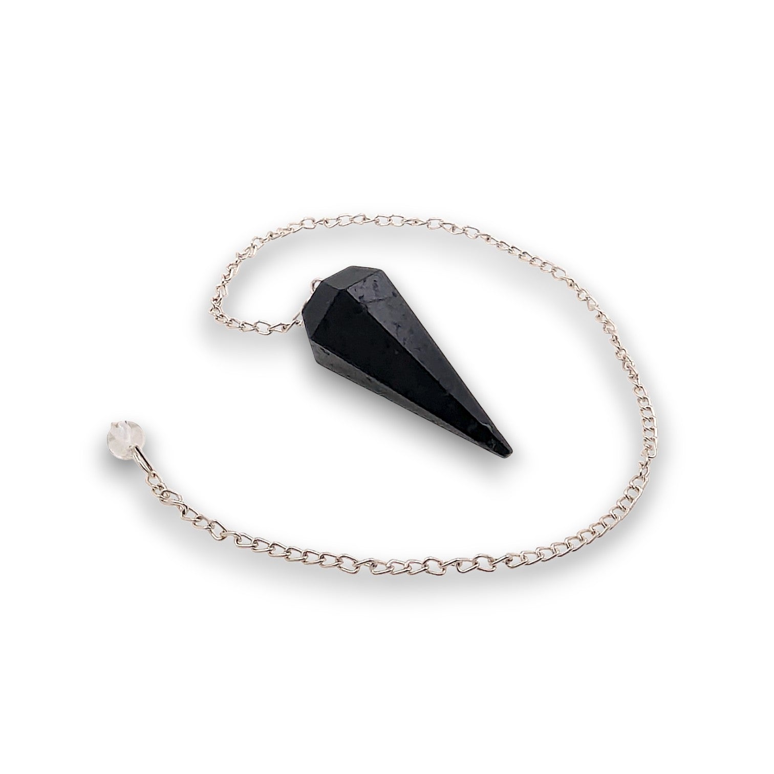 Black Tourmaline Pendulum. Gemstone pendulum supplied with a drawstring pendulum pouch.