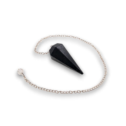 Black Tourmaline Pendulum. Gemstone pendulum supplied with a drawstring pendulum pouch.