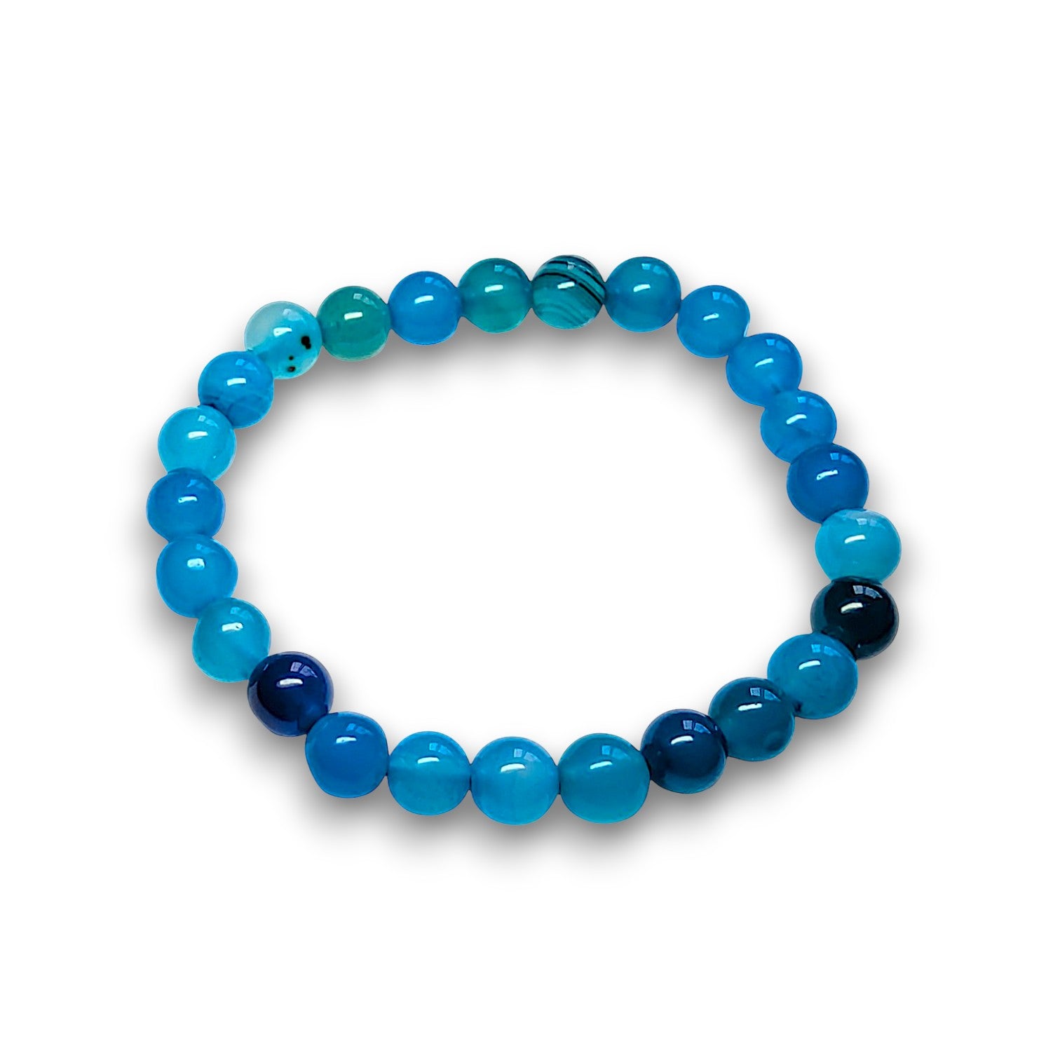 Blue Agate 6mm bead bracelet, Small 15cm