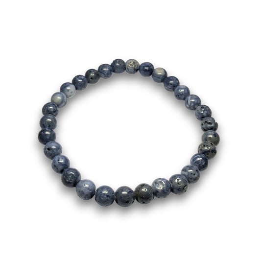 Blue Coral 6mm bead bracelet, Medium 18.5cm