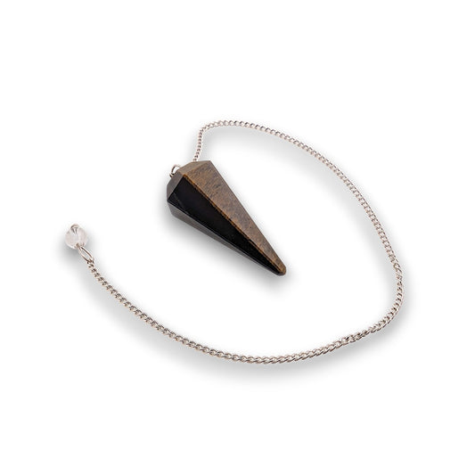 Blue Tiger Eye Pendulum. Gemstone pendulum supplied with a drawstring pendulum pouch.