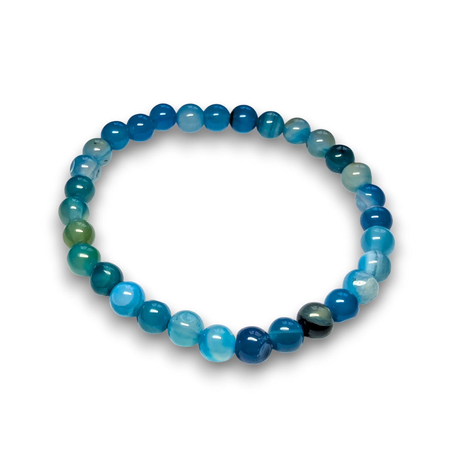 Blue Agate 6mm bead bracelet, Medium 18.5cm