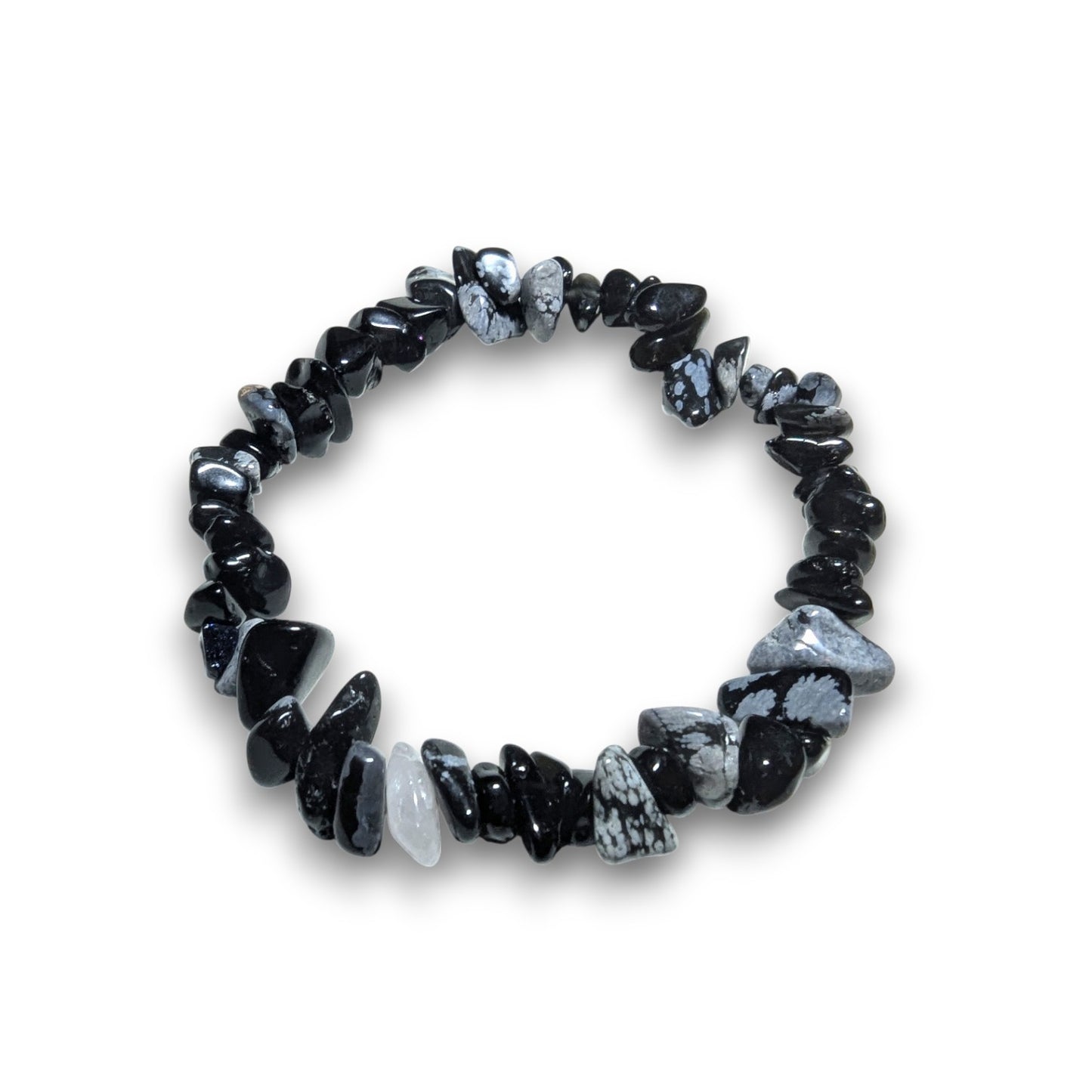 Snowflake Obsidian chip bracelet