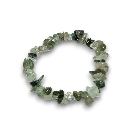 Green Rutile Quartz chip bracelet
