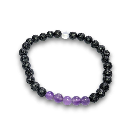 Amethyst crystal infusion bracelet, 6mm beads, Medium 18.5cm
