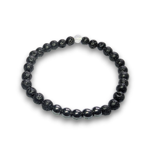 Hematite crystal infusion bracelet, 6mm beads, Medium 18.5cm