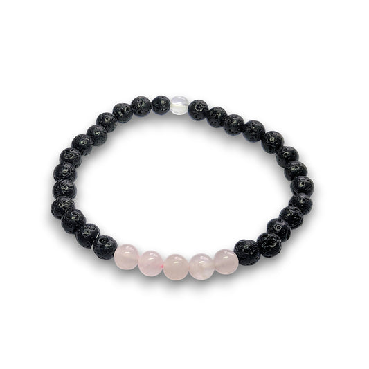 Rose Quartz crystal infusion bracelet, 6mm beads, Medium 18.5cm