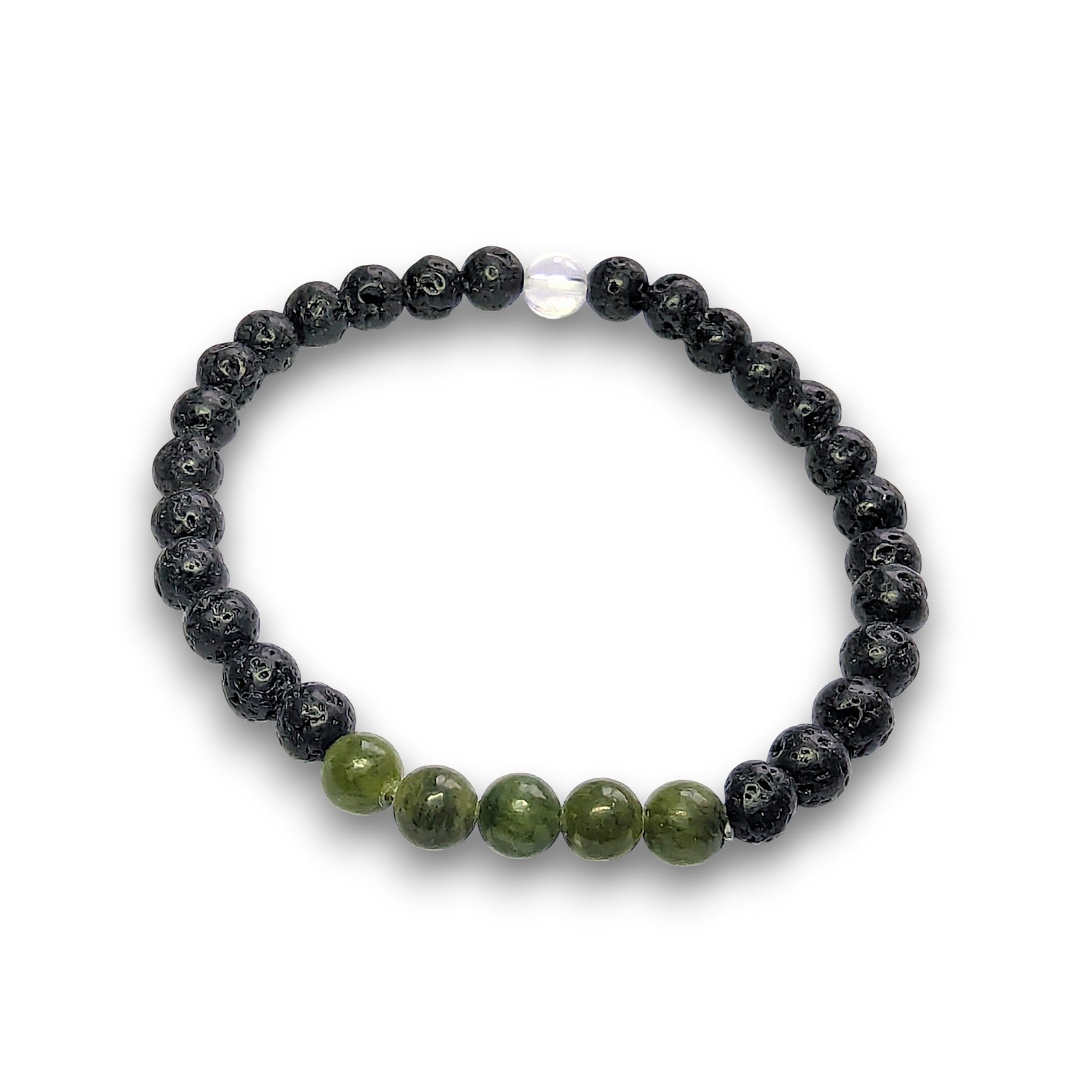 Serpentine Jade crystal infusion bracelet, 6mm beads, Medium 18.5cm