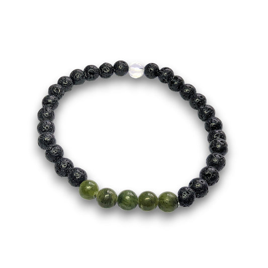 Serpentine Jade crystal infusion bracelet, 6mm beads, Medium 18.5cm