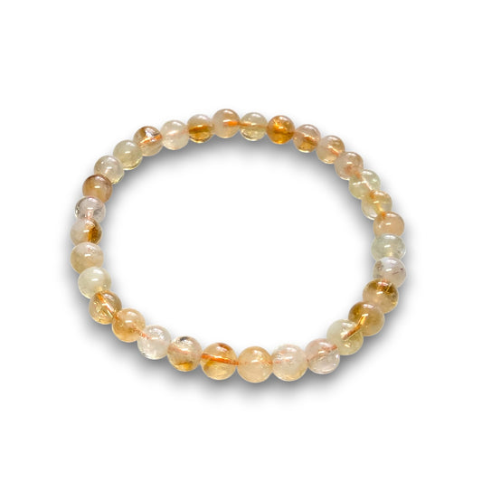 Citrine Grade 2 6mm bead bracelet, Medium 18.5cm