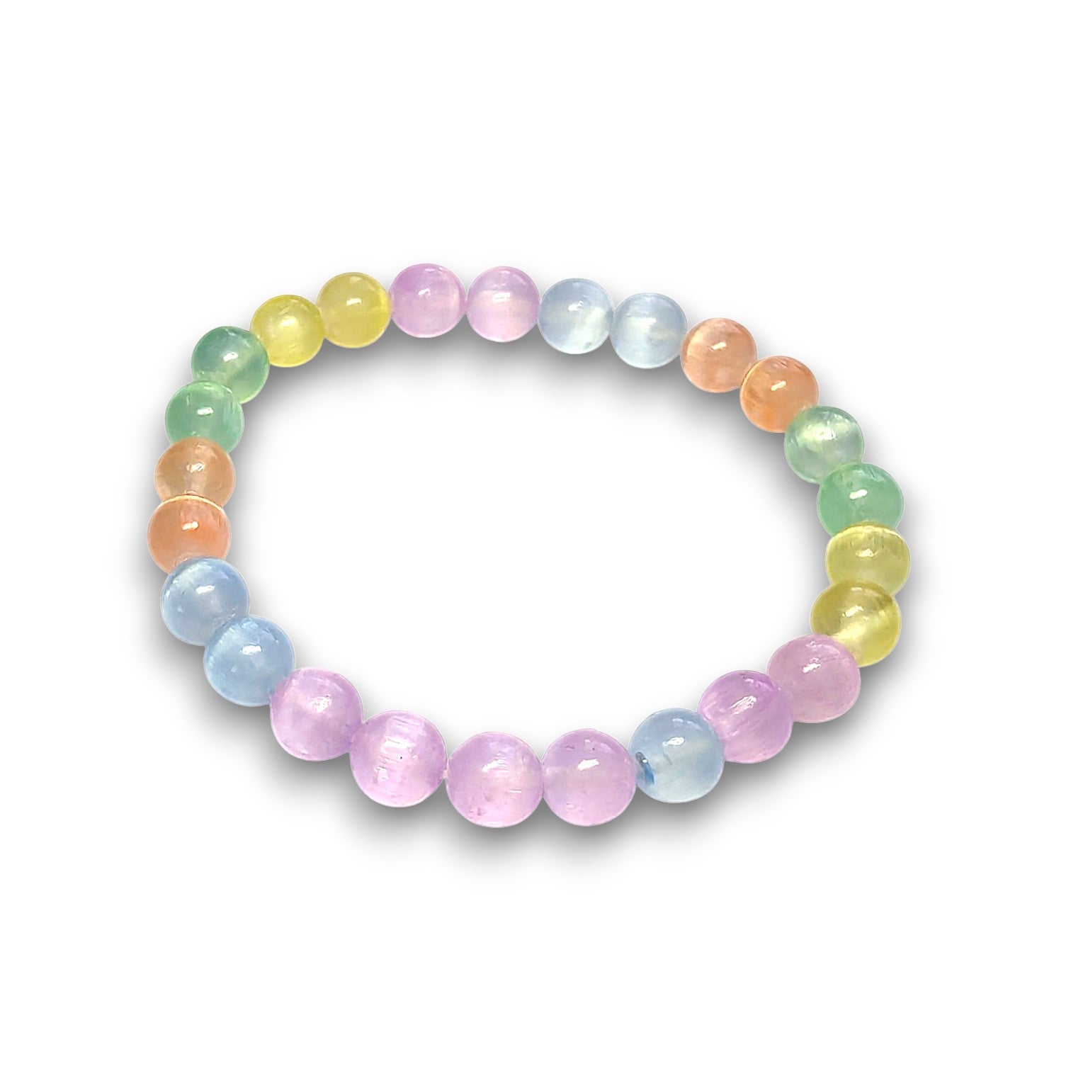 Coloured Selenite 6mm bead bracelet, Small 15cm